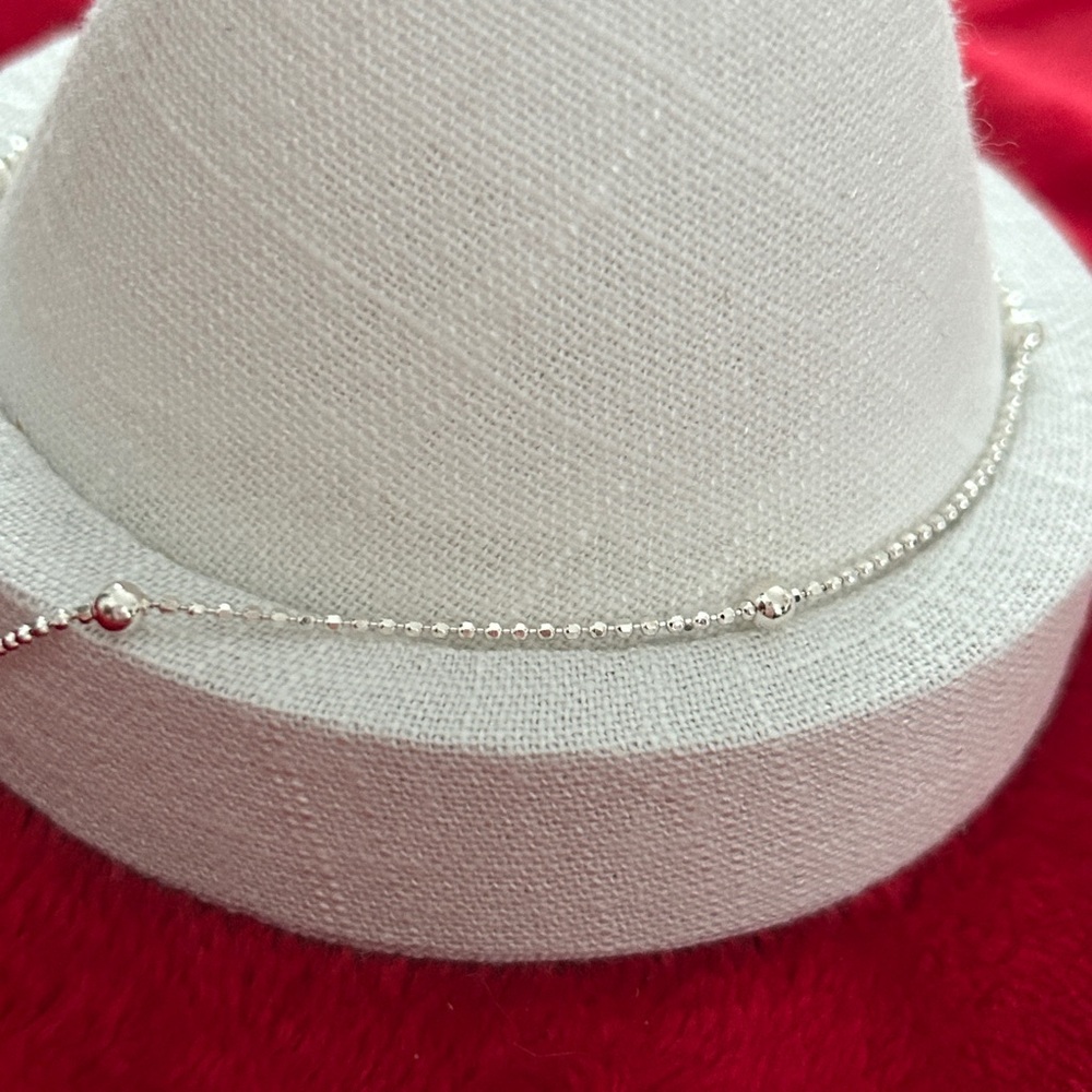 925 Sterling Silver twisted bead rope anklet or‎ bracelet 10 inch